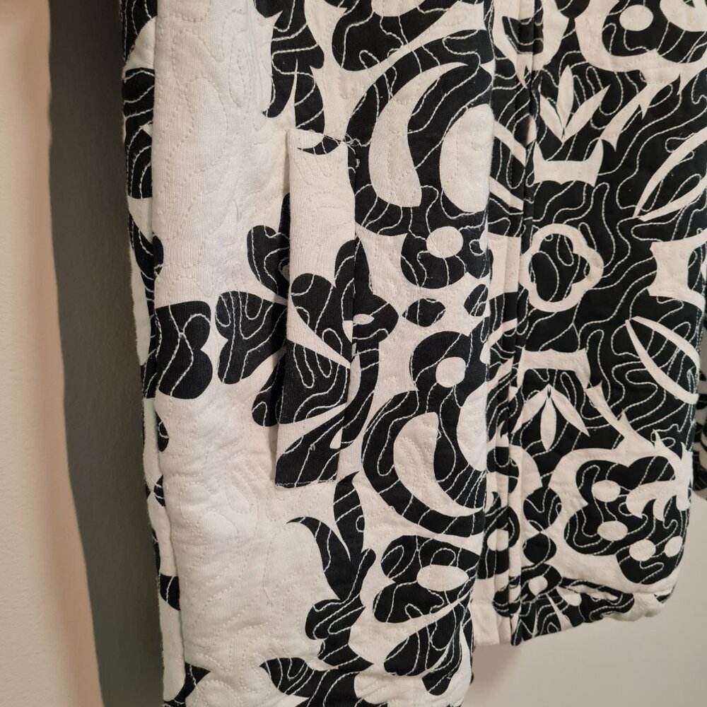 Zara Quilted Cotton Printed Oversized Coat Floral Black White S Blogger Fav - Picture 7 of 9